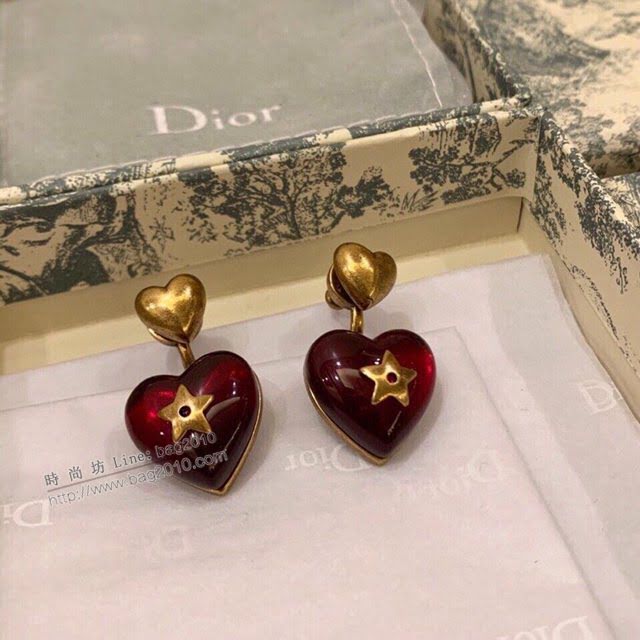 Dior飾品 迪奧經典熱銷款心形紅色滴油桃心耳釘耳環  zgd1352